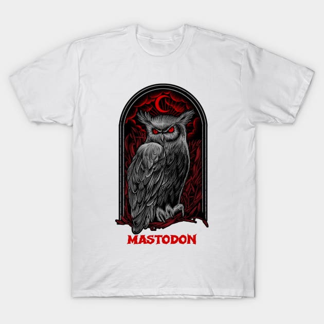 The Moon Owl Mastodon T-Shirt by Pantat Kering